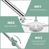 Spin Mop Replacement Handle, Upgraded Reinforced Locking 360° Spinning Adjustable Cleaning Mop, 2 Reinforced Locking Telescopic Rods + 3 Reusable