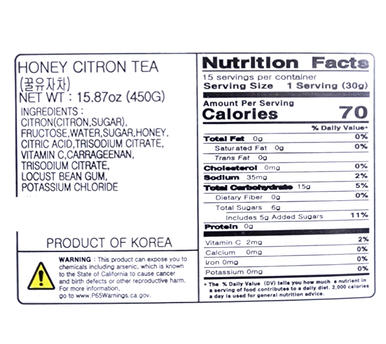 Honey Citron Tea Portion Cups Just Add Hot Water Individual Capsule 30gx15 Made in KOREA ????