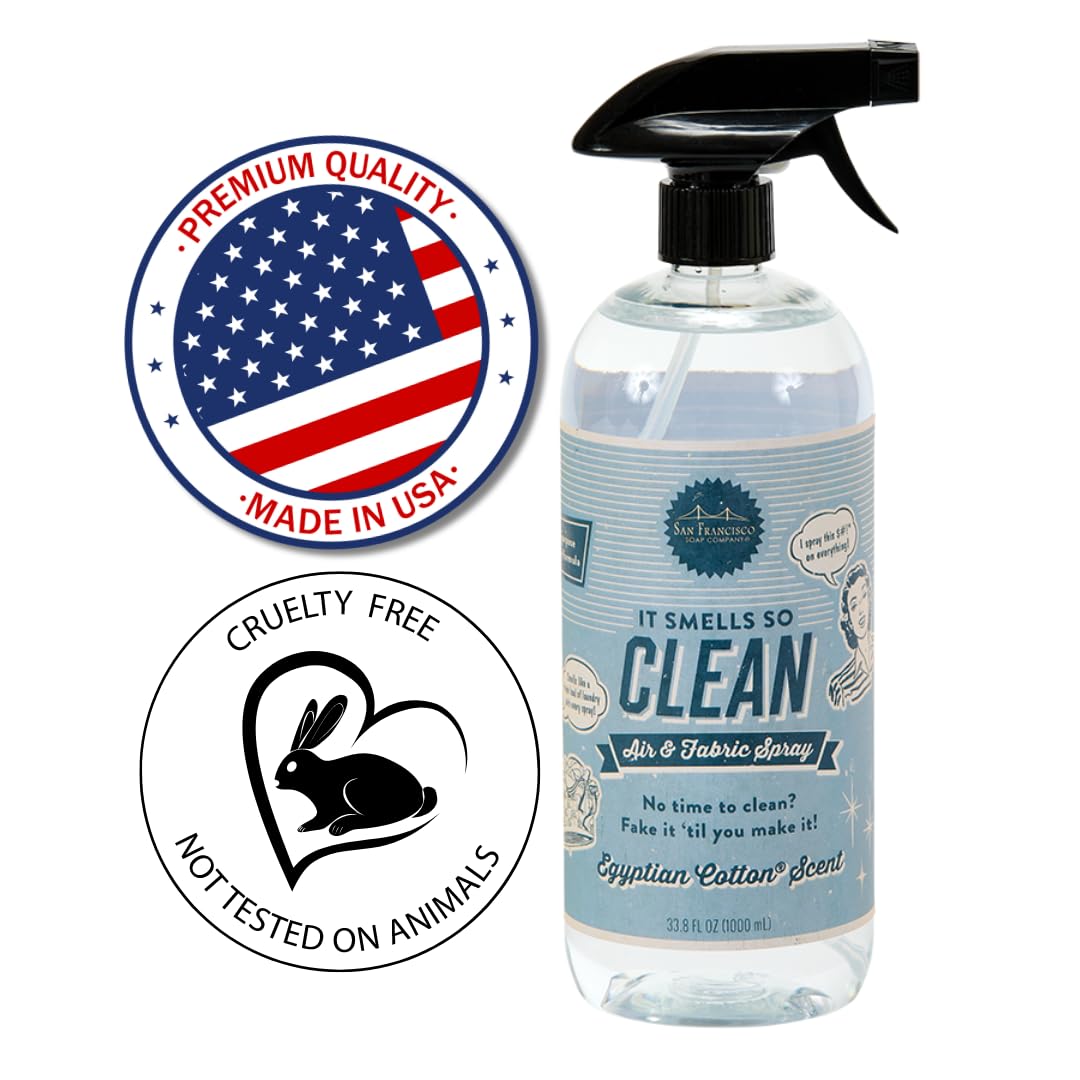 San Francisco Soap Company Smells So Clean Linen Spray | Egyptian Cotton | 33.8 Fl Oz | Fresh Spray | Multi-Purpose And Dye Free