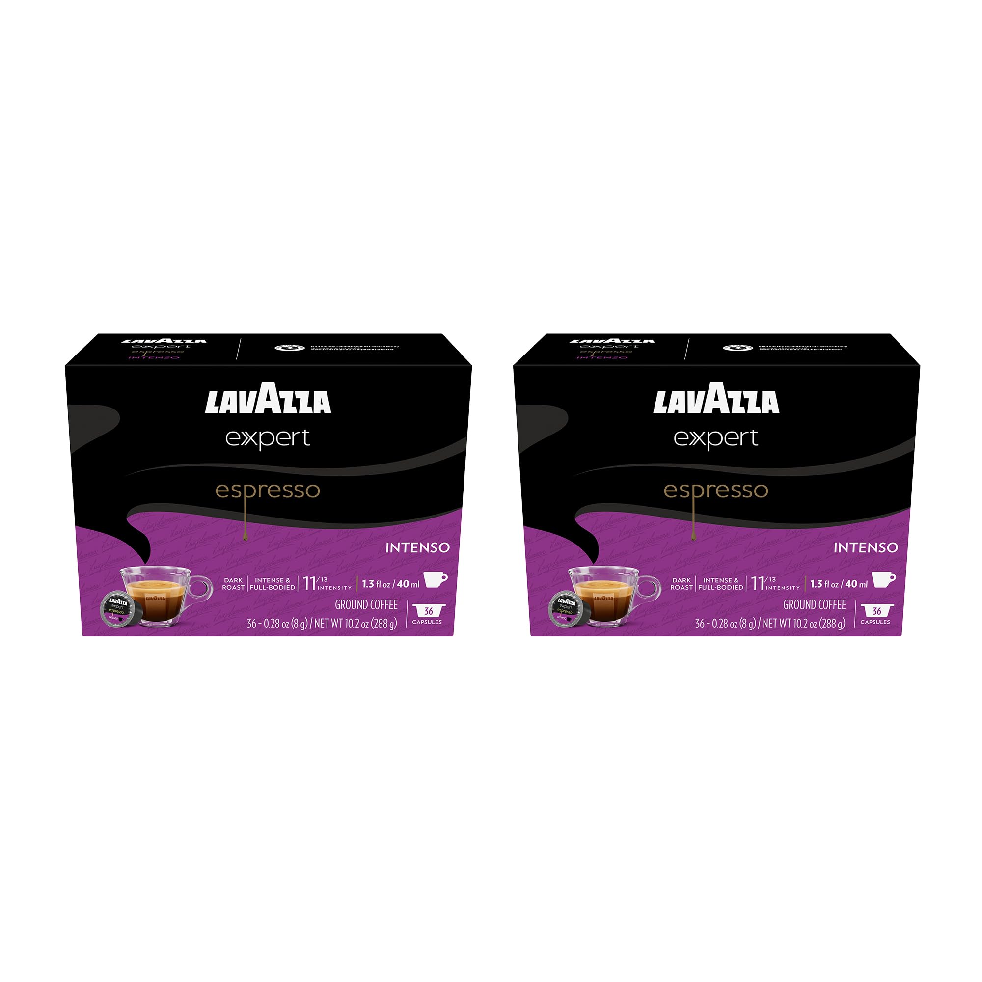 Lavazza Expert Espresso Intenso Capsules, Dark Roast, Arabica and Robusta Blend, Compatible with Lavazza Classy Machines (72 Capsules)
