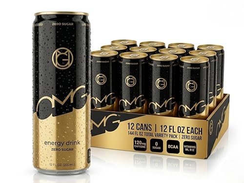 OMG Energy Drink Sugar Free, 120mg Natural Caffeine, 12 Pack - BCAA & Vitamins