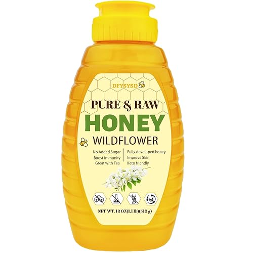Wildflower Honey, 100% Raw Unfiltered Honey, 18oz/510g, Natural and Pure, Fresh Sweetness, Floral, a Hint of Fruit, for Milk, Tea & Daily Wellness