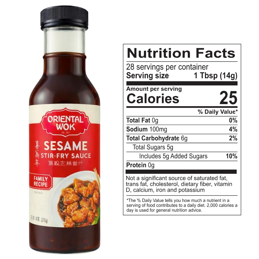 Oriental Wok Gourmet Sesame Stir-Fry Sauce, Blend of Sweetness and Umami Family Sauce, Ideal for Chicken, Shrimp, Steak or Tofu, 14 oz (2 Pack)