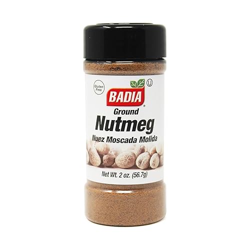 Badia Ground Nutmeg Powder 2 Oz - Warm, Sweet, and Spicy Flavor for Baking, Desserts, Beverages, and Savory Dishes - Ideal for Holiday Recipes