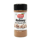 Badia Ground Nutmeg Powder 2 Oz - Warm, Sweet, and Spicy Flavor for Baking, Desserts, Beverages, and Savory Dishes - Ideal for Holiday Recipes