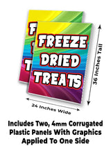 Freeze Dried Treats (24" X 36") 4mm Corrugated Plastic Panel, Graphics Applied to 1 Side (Pk of 2) | Fair Food, Desserts, Sweets, Snacks