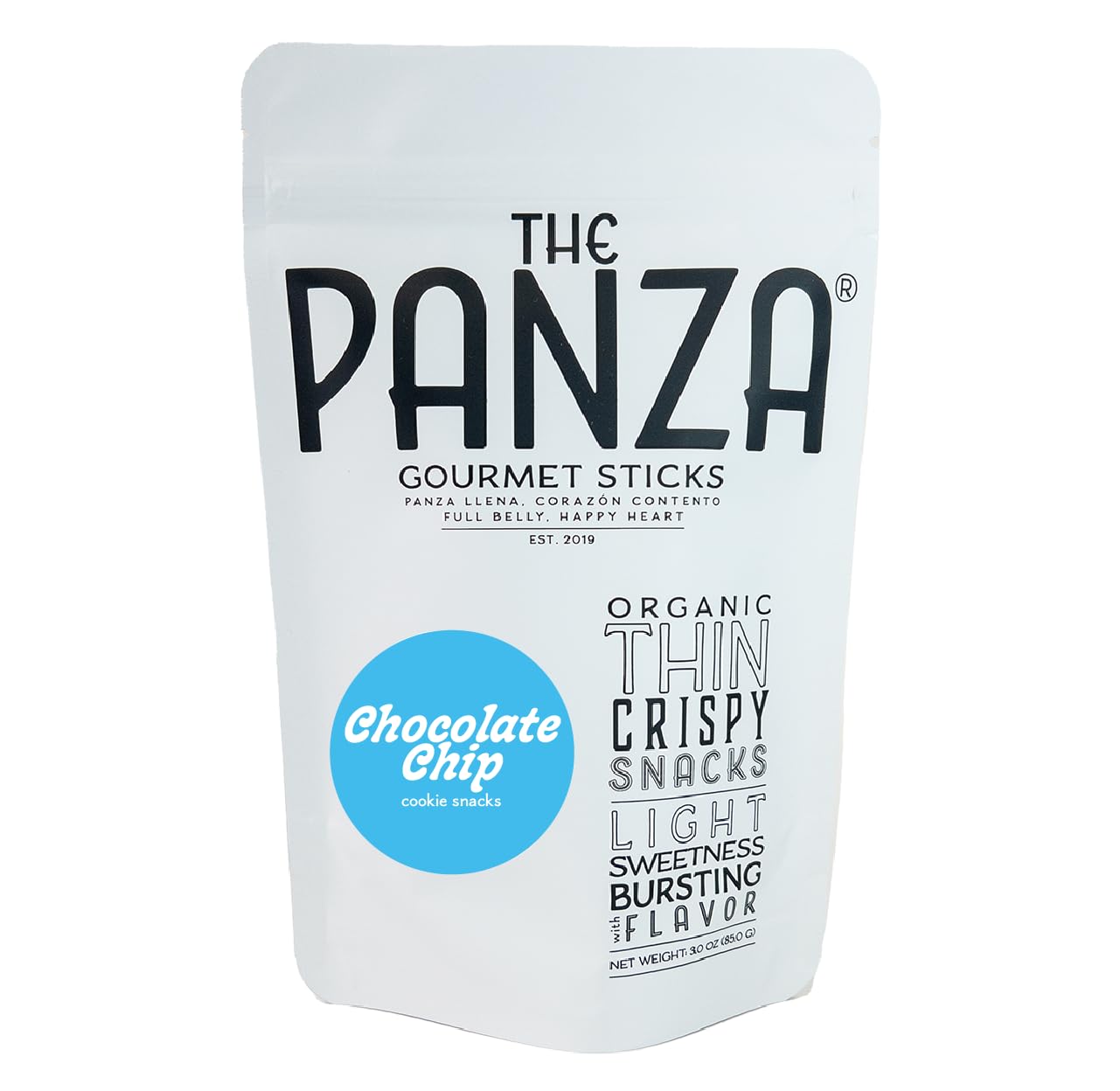 The Panza Chocolate Chip Gourmet Cookie Snack Thin & Crispy | Organic, Non-GMO, 100% Natural Ingredients | Signature Pouch 3.0 oz