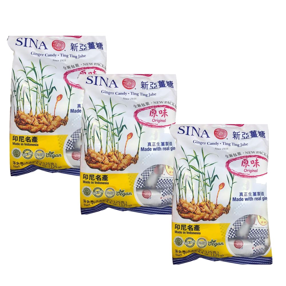 Ting Ting Jahe Sina Ginger Candy, 4.4 Oz 3pk