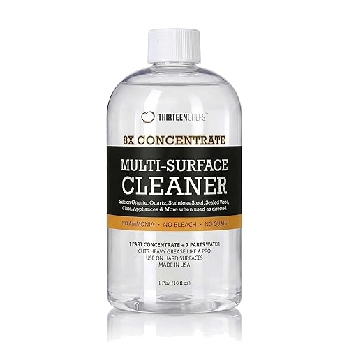 Thirteen Chefs 8X Multi-Surface Cleaner Concentrate - Makes 1 Gallon of Cleaner for Kitchen and Bath - Safe for Granite and Quartz Countertops - 16oz