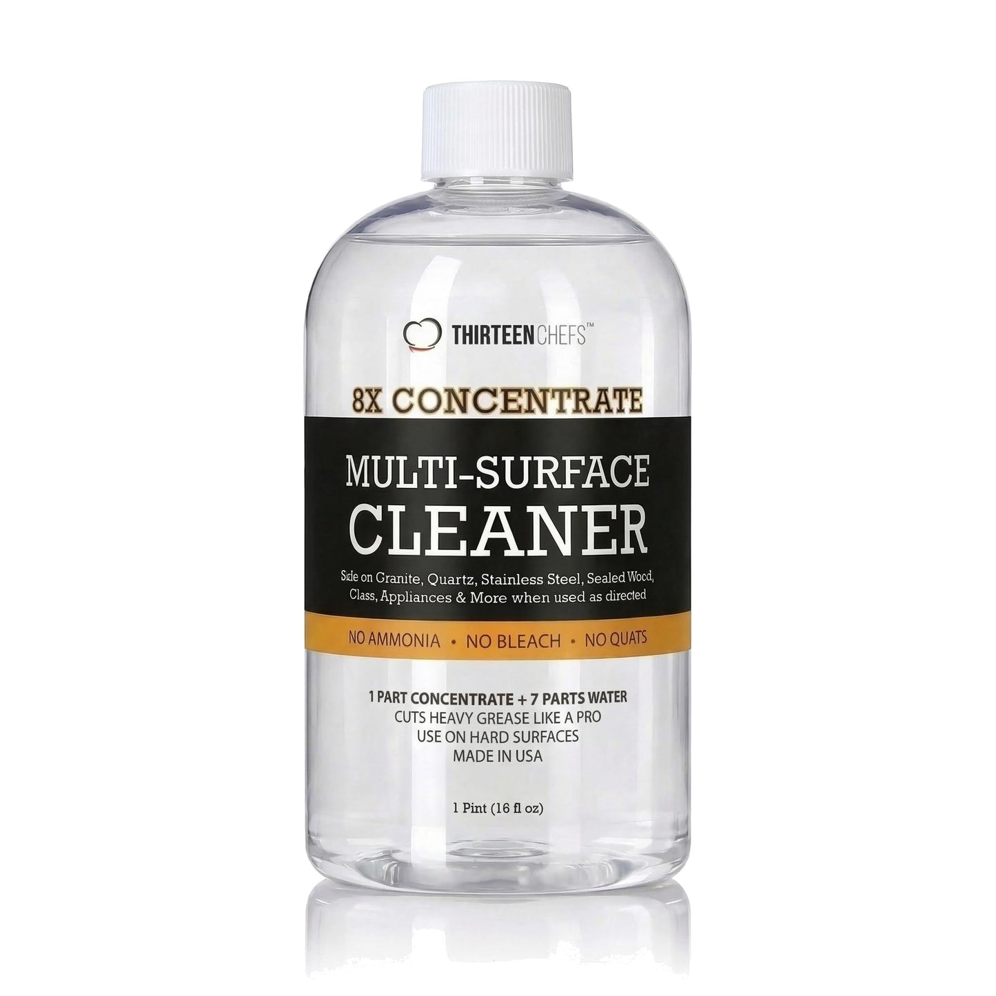 Thirteen Chefs 8X Multi-Surface Cleaner Concentrate - Makes 1 Gallon of Cleaner for Kitchen and Bath - Safe for Granite and Quartz Countertops - 16oz