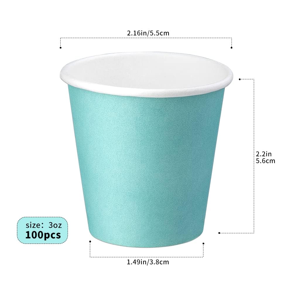 Huaiid 100 Pack 3 oz Paper Cups, Bathroom Paper Cups, Mouthwash Cups for Snack, Espresso, Perfect for Home Condos Rvs Campers (Blue)