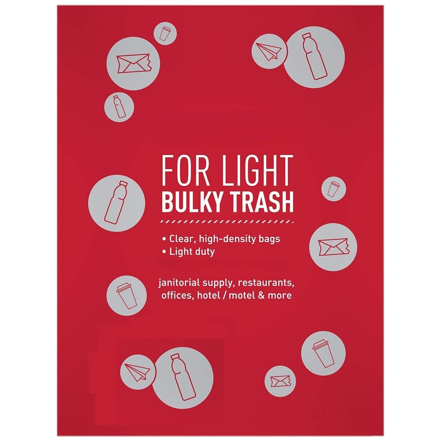 50 Small to Medium 7-8-9-10 Gallon 24" x 24" Clear Garbage Bags - Commercial Waste Basket Trash Bags | Bulk Plastic Bathroom Trash Can Liners | Office