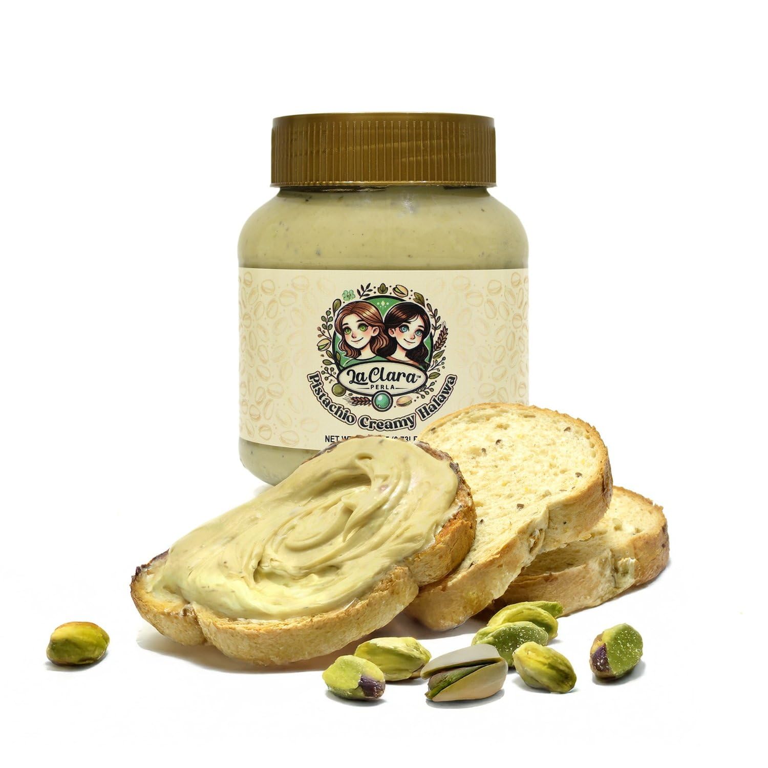 Pistachio Creamy Halawa (Halva/Halwa) Spread (New Flavor for Dubai Chocolate) - 11.64oz (330g)