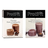 PROTIFIT - High Protein Chocolate & Dark Chocolate Pudding & Shake Mix 2 Pack, 15g Protein, Low Calorie, Low Fat, Low Carb, Aspartame Free, Idea