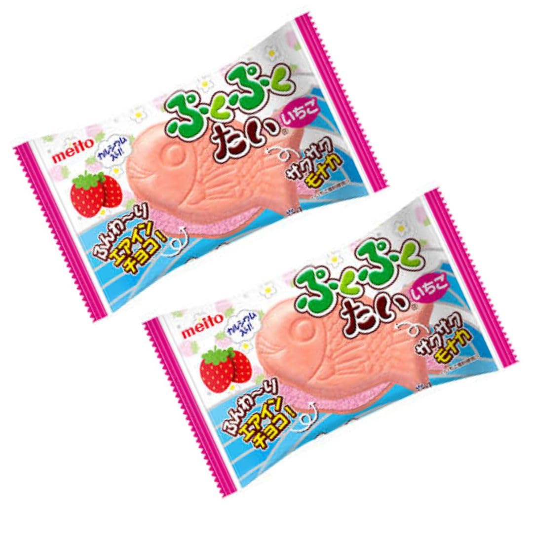 Beatcraft™ Taiyaki Wafer Snack, Japanese Fish-Shaped Crispy Candy, Strawberry Flavor, Dagashi Sweet from Japan (2 Pieces)