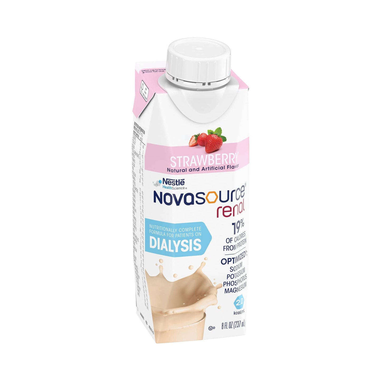 Nestle Novasource Renal Nutritionally Complete Formula Strawberry 8 oz Carton 24 Ct