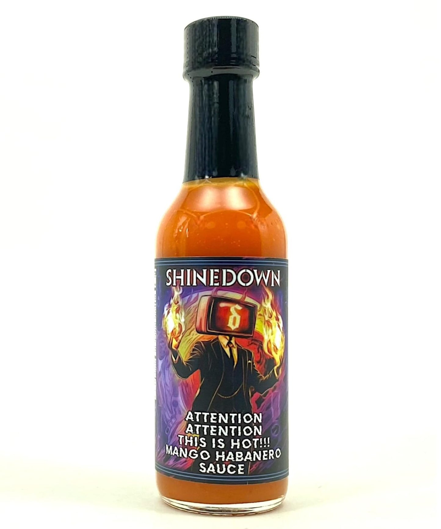 Shinedown Mango Habanero Hot Sauce aka Attention, Attention, This is Hot! 5oz Heat Level 5 - Torchbearer Sauces All Natural, Extract-Free, Made in USA