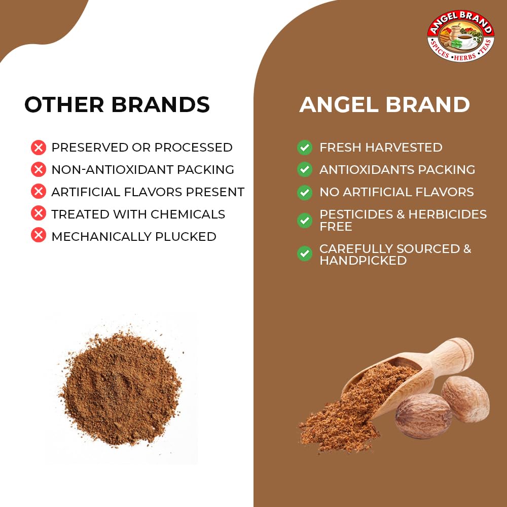 Angel Brand Ground Nutmeg 3.5 oz Bottle - Premium Rich and Aromatic Taste of Carefully Selected Nutmeg Ground - Versatile and Powerful Spice for