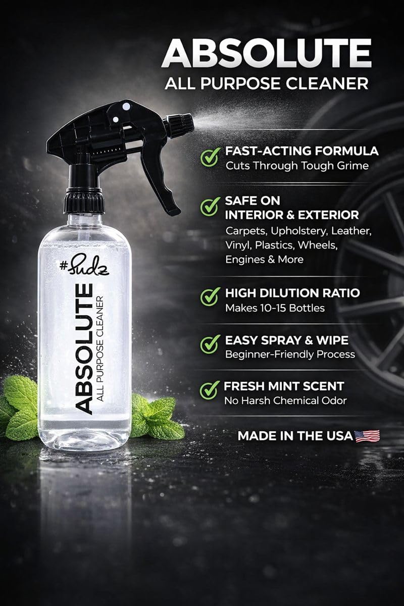 Absolute All Purpose Cleaner - Cleans leather, fabric, tires, wheels, engine bay, vinyl, shoes, + more - 16 oz.