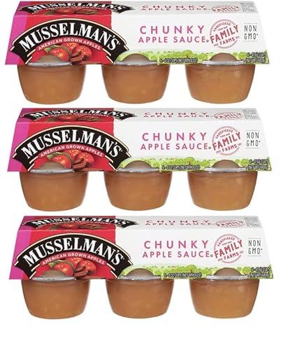 Musselman's Chunky Apple Sauce (Pack of 3) 6 - 4 oz Cups per Pack (18 Cups Total)