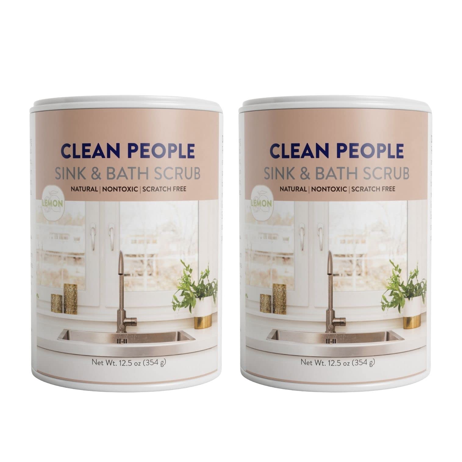 THE CLEAN PEOPLE Sink & Bath Scrub - Gently Scrub Away Tough Stains, Grease & Grime, Buffs Scratches & Eliminates Odors - 2 Pack, Citrus Scent