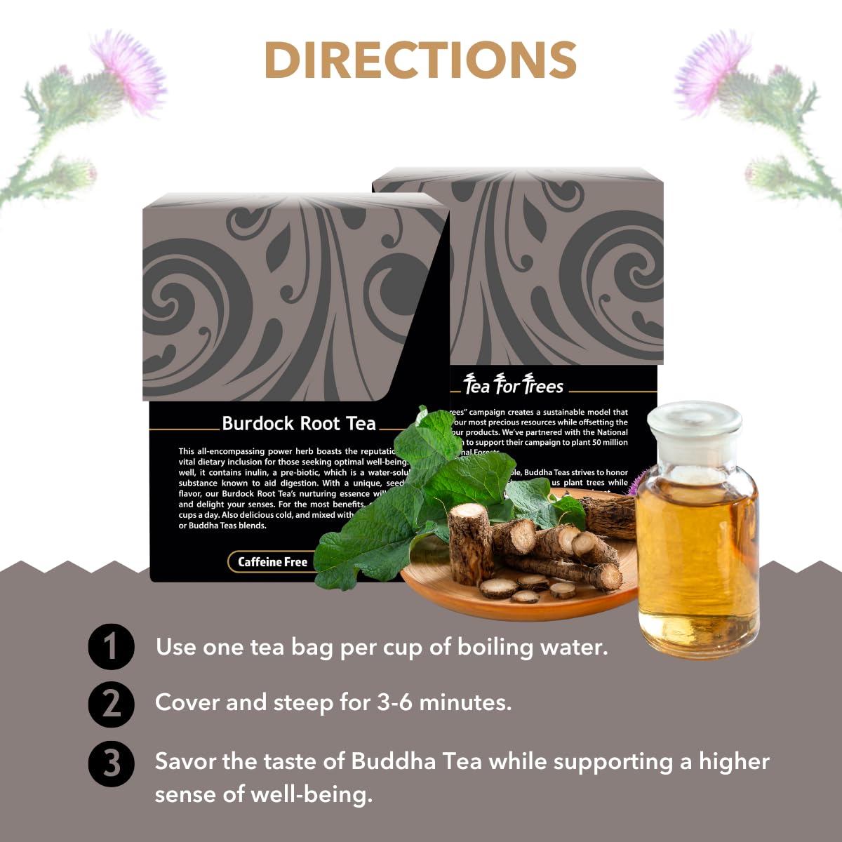Buddha Teas - Burdock Root - Organic Herbal Tea - For Health & Wellbeing - With Antioxidants, Minerals & Vitamin C - Caffeine Free - 100% Kosher