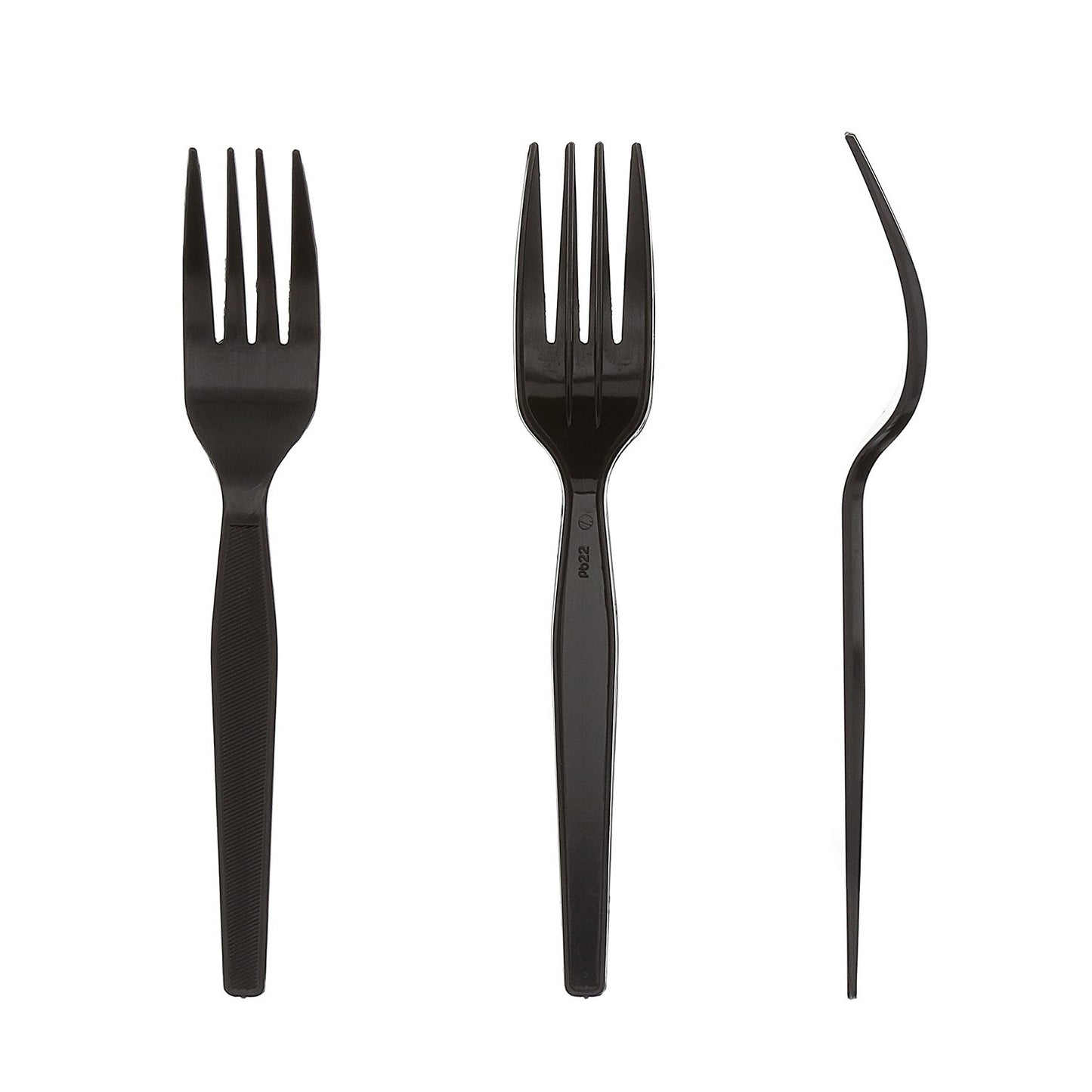AmerCareRoyal Medium-Heavy Weight Unwrapped Disposable Polystyrene Plastic Forks for Restaurants and Catering, Black, Pack of 1000