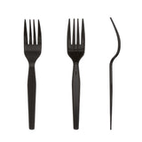 AmerCareRoyal Medium-Heavy Weight Unwrapped Disposable Polystyrene Plastic Forks for Restaurants and Catering, Black, Pack of 1000