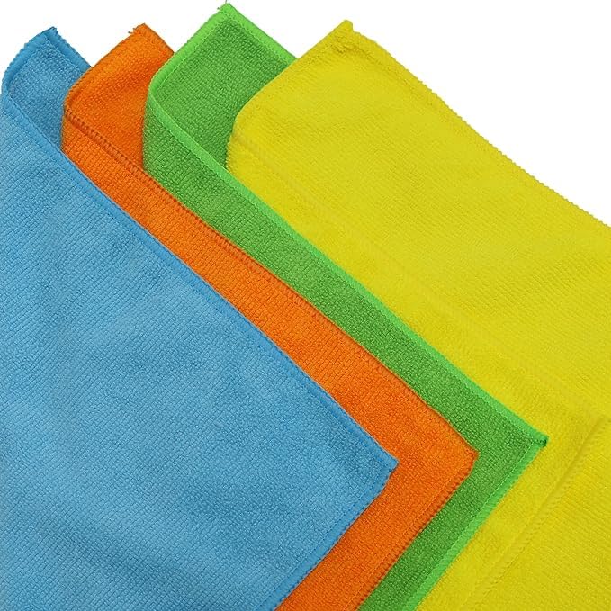Belflower Family Products LLC Microfiber Cleaning Cloths, 12 Multi-Color Pack, Reusable, Lint-Free, for Kitchen, Car, Glass and Electronics