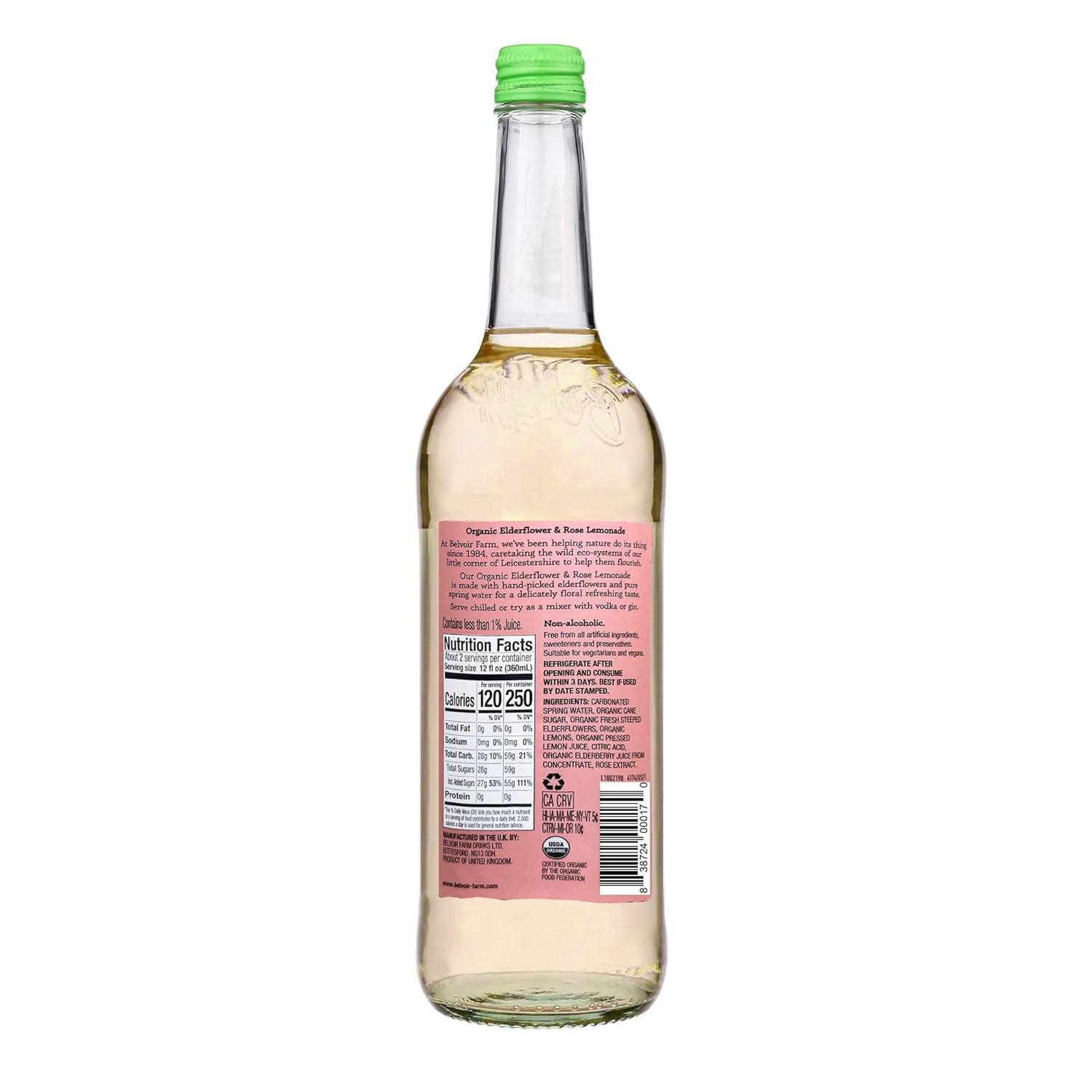 Belvoir Elderflower = Pack 25.4 oz Variety Pack - Natural, Elderflower & Rose Natural, Organic, - Premium Botanical Sparkling Beverage Gift Set
