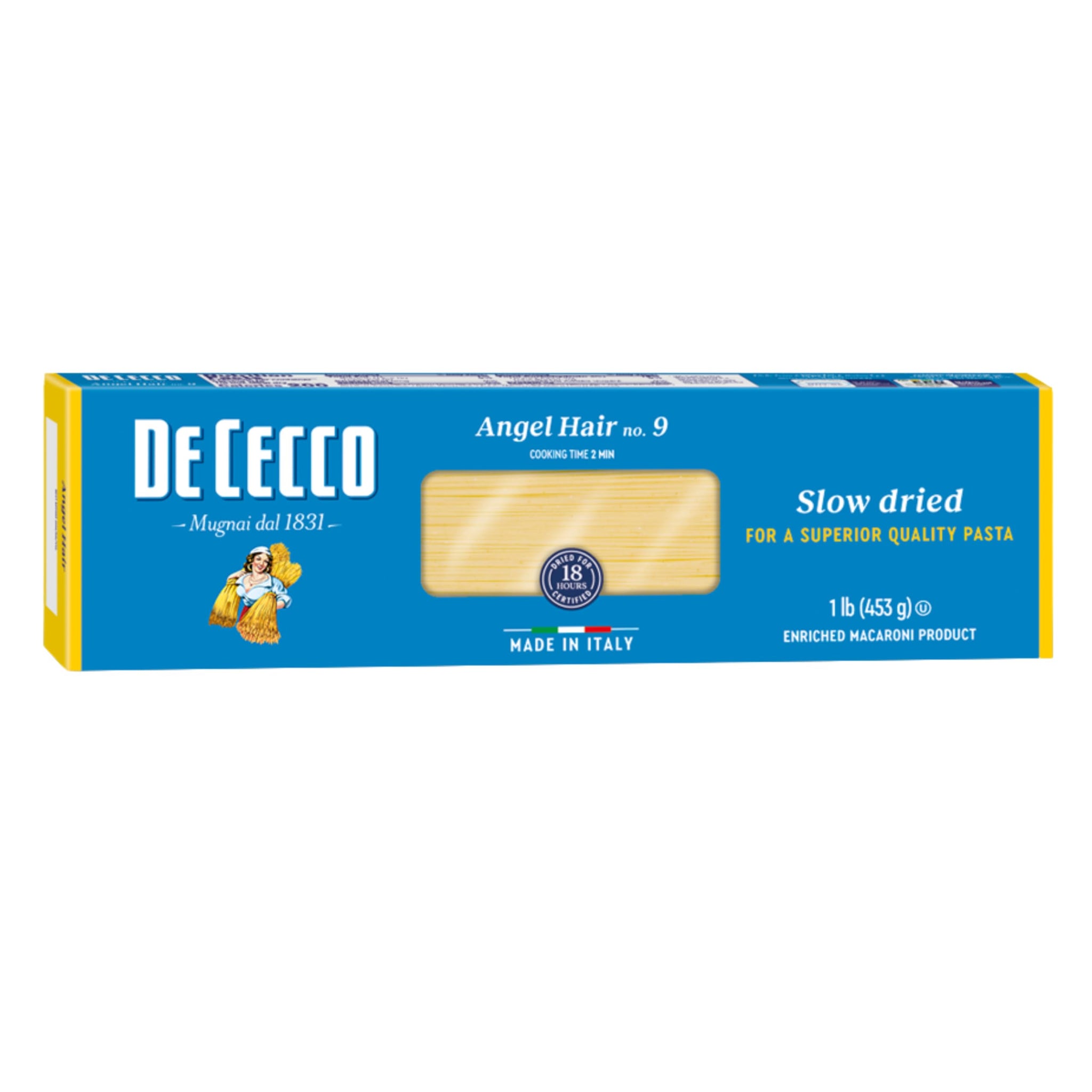 De Cecco Angel Hair No. 9 Pasta, 16 Oz, Authentic, Slow Dried, Made with Durum Wheat, Versatile Pasta for Sauces & Recipes, Made in Italy