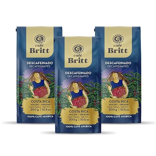 Café Britt® - Costa Rican Decaffeinated Coffee (10.5 oz.) (3-Pack) - Ground, Arabica Coffee, Kosher, Gluten Free, 100% Gourmet & Dark Roast