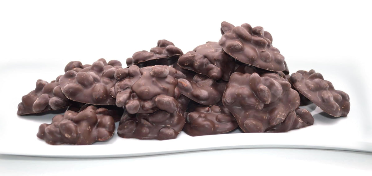 US Sweets 75% Dark Chocolate Macadamia Clusters - Rich Dark Chocolate Covered Macademia | Tasty Gift | Made in Small Batches | Guaranteed to Arrive