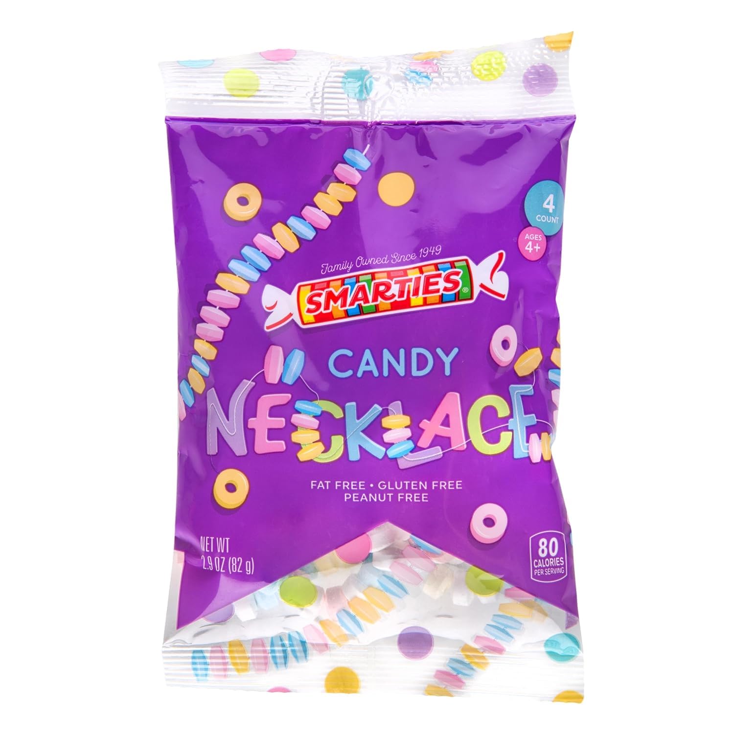Smarties Candy Necklace - Bulk Candy - Gluten Free & Vegan, Fruit Flavored, Hard Candy on Stretch String - Perfect for Birthdays & Halloween Hard