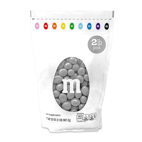 M&M’S WORLD Peanut Silver Chocolate Candy-2lbs of Bulk Candy in Resealable Pack for Candy Buffet,Birthday Parties,Theme Meetings,Candy Bar,Sweet Stuff