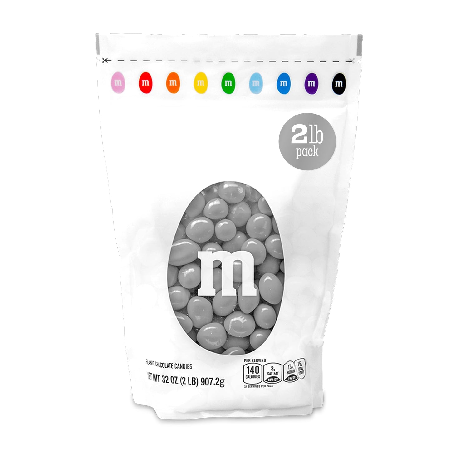 M&M’S WORLD Peanut Silver Chocolate Candy-2lbs of Bulk Candy in Resealable Pack for Candy Buffet,Birthday Parties,Theme Meetings,Candy Bar,Sweet Stuff