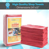 Simpli-Magic Cotton Shop Towels 14"x12" (500 Pack) - Reusable Cleaning Shop Rags for Automobiles, Industries, Garage and Homes (Red)