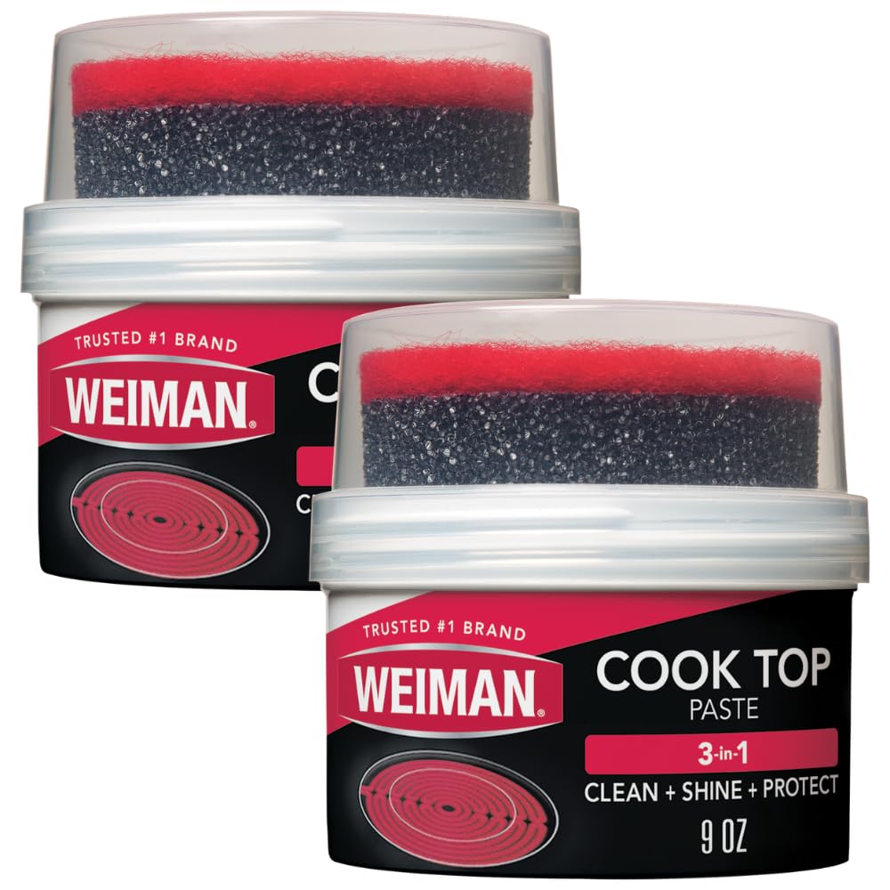Weiman Cooktop Cleaner Paste, Easily Remove Burned-On Food, Grease and Watermarks, Leaving Your Glass Cook Top Sparkling