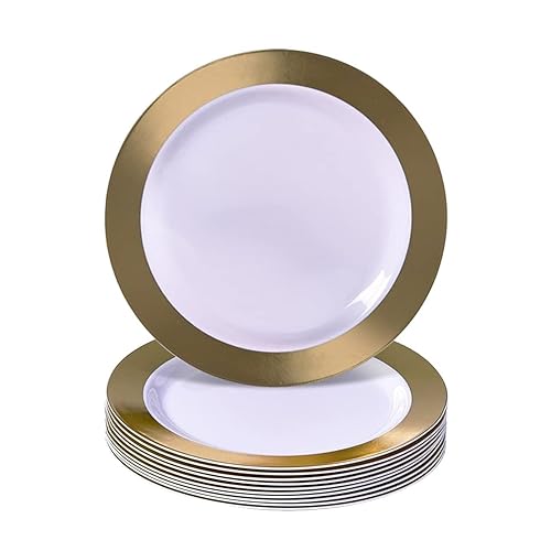 SILVER SPOONS Elegant Disposable Plates For Party - (10 pc) Heavy Duty Disposable Dinner Set 10.25”, Fine Plastic Dishes For Elegant China Look, Great