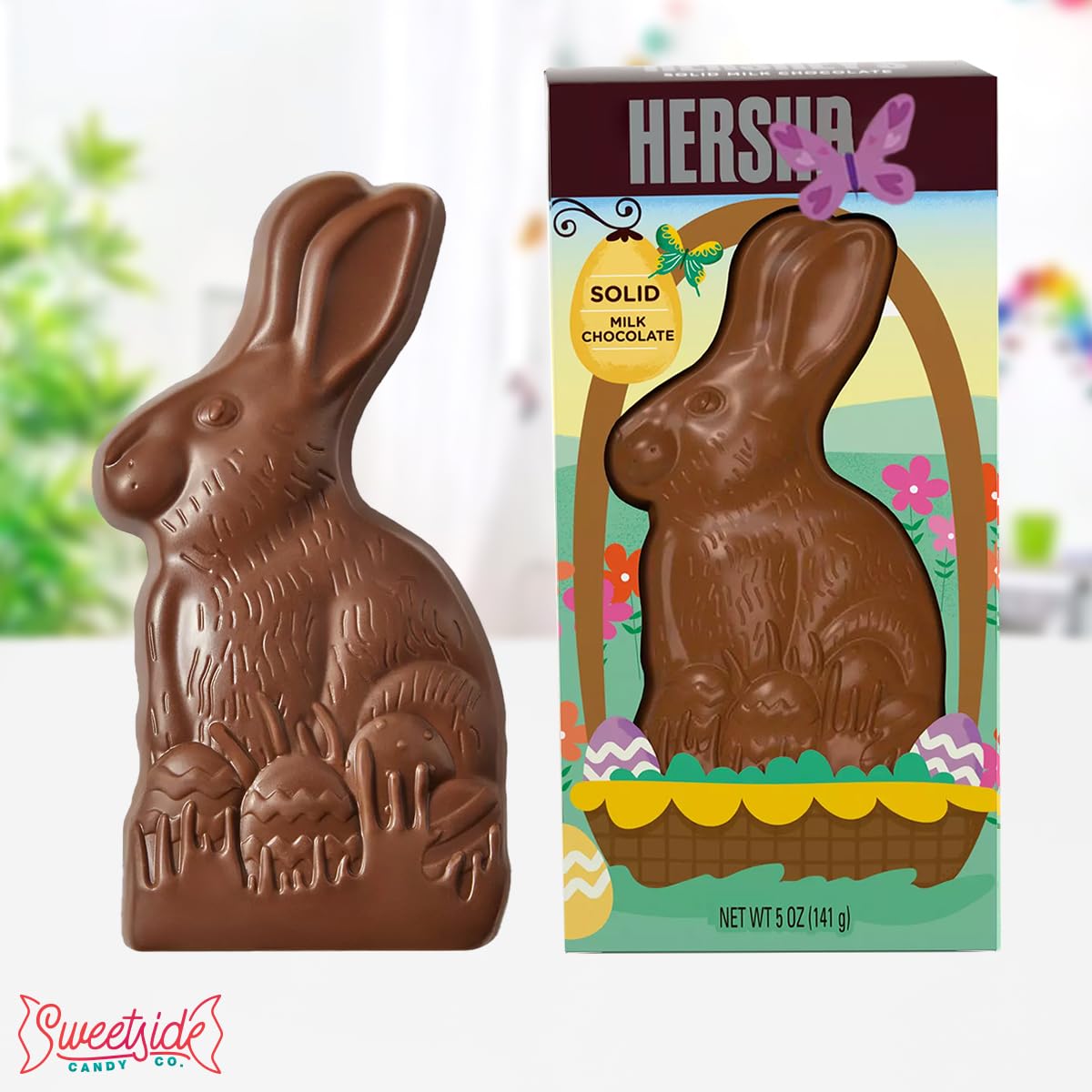 BUNNY Milk Chocolate, HersheyGiant Bunny Solid Milk Chocolate Candy Gift Box for Easter Gifts, Easter Egg Hunt, Basket Stuffers Filler, and Party