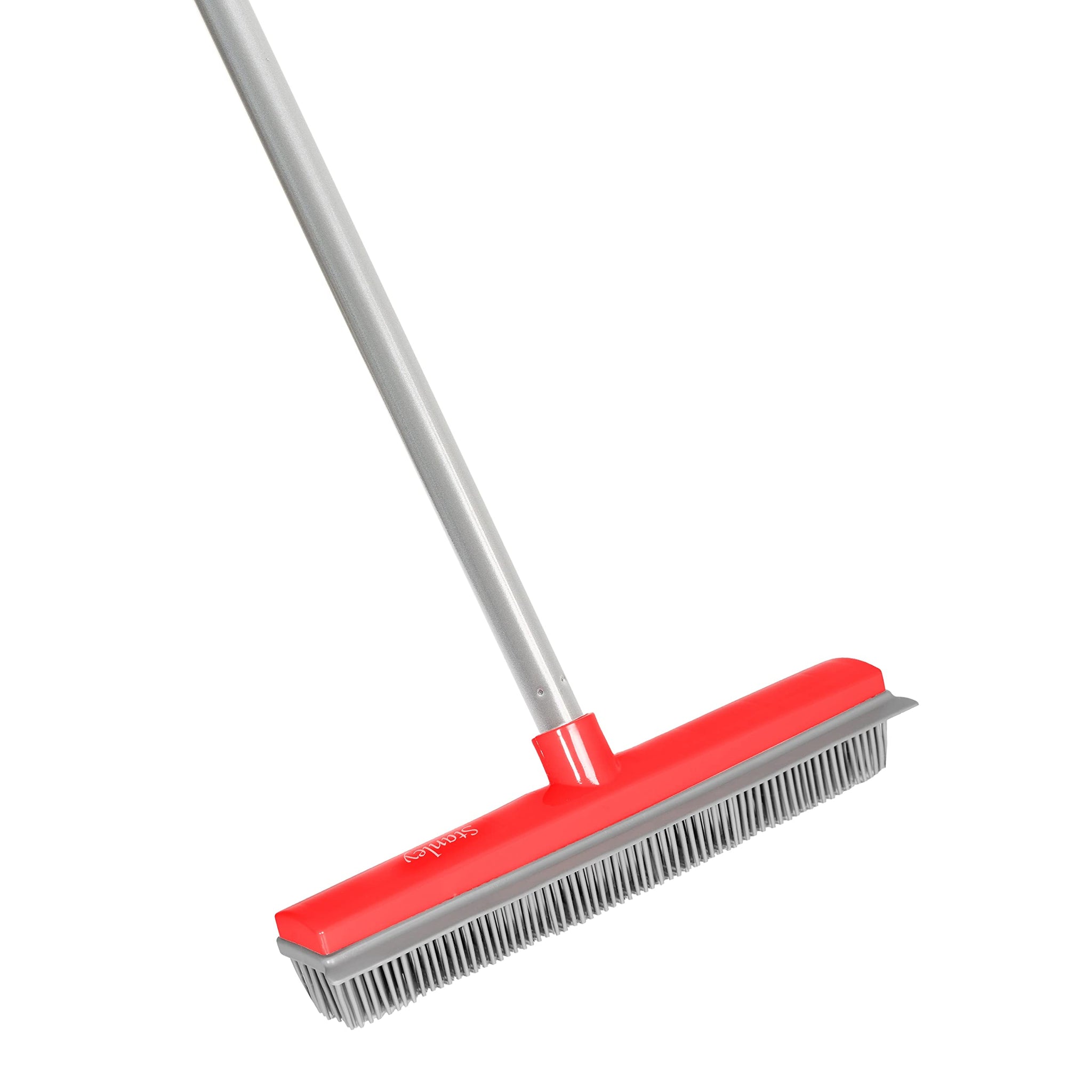 Stanley Home Products Rubber Broom with Adjustable Handle - for Carpets Floors Stairs Upholstery - Electrostatic Action Removes Pet Hair Lint Fuzz