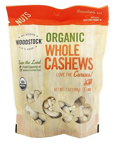 100% Organic Whole Cashews; Raw