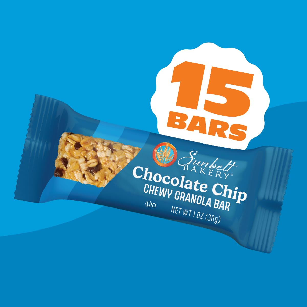 Sunbelt Bakery Chewy Chocolate Chip Granola Bars, 1.1 oz Bars, 15 Count