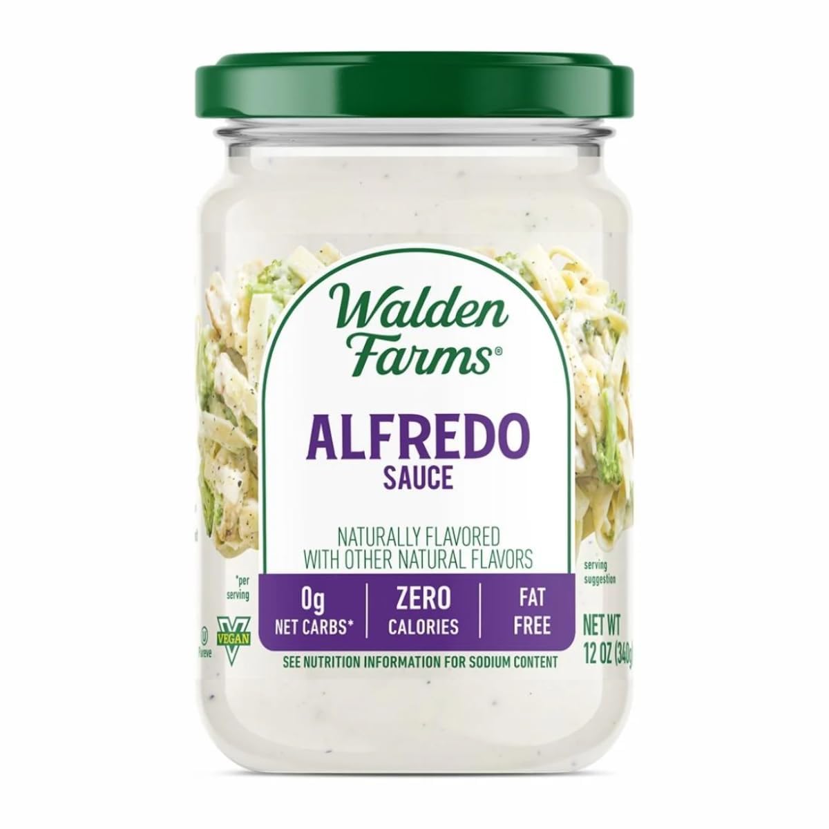 Walden Farms Alfredo Sauce - Zero Calorie, Sugar Free, Keto & No Carb Creamy Italian-Style Pasta Sauce - 6-Pack, 12 oz Bottles
