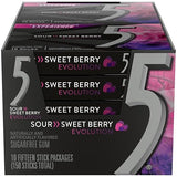 5 GUM Evolution Sour to Sweet Berry Flavor Changing Sugar Free Chewing Gum, 15-Stick Pack, 10 Count