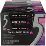 5 GUM Evolution Sour to Sweet Berry Flavor Changing Sugar Free Chewing Gum, 15-Stick Pack, 10 Count