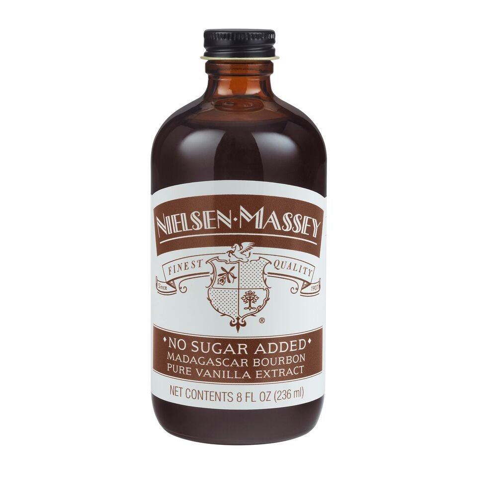 Nielsen-Massey No Sugar Added Madagascar Bourbon Pure Vanilla Extract for Baking and Cooking, 8 Ounce Bottle