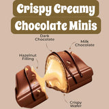 Mini Chocolate Bites with Crispy Wafer and Hazelnut Cream-1 lb Individually Wrapped Bite-sized Chocolate Bars-Perfect for Snacks, Baking
