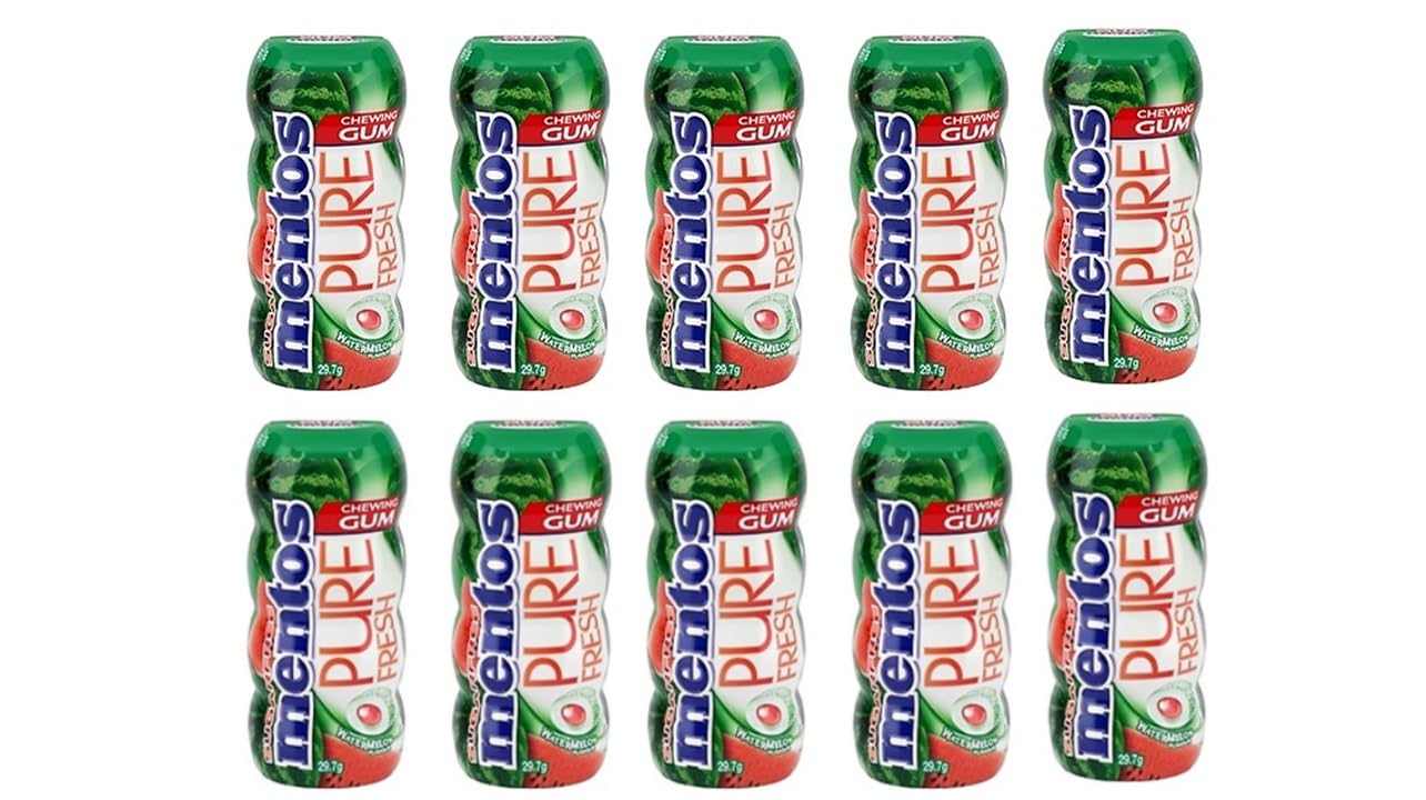 Sugar Free Chewing Gum - Variety Pocket Bottle Pack Watermelon Flavor and Berry Lime Pocket Bottle with Green Tea Extract, 1.05 Ounce per Bottle