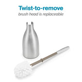 Polder Sleek Stainless Steel Toilet Brush with Caddy, Slim and Discreet Design, Open-Back Design for Odor Control, Rust-Resistant Stainless Steel, 2